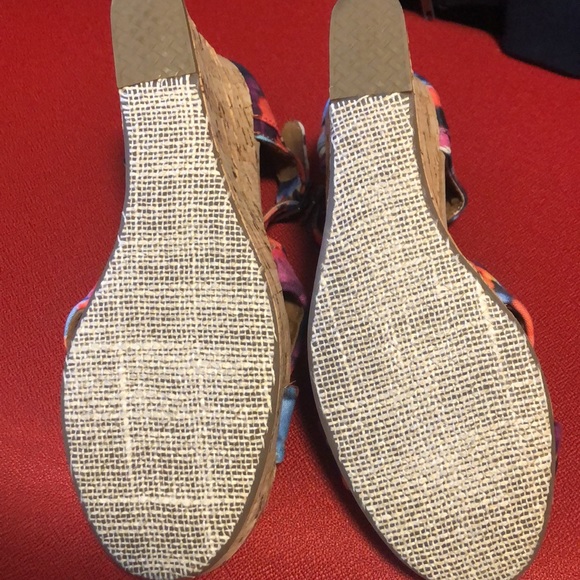 [Toms] Colorful Printed Hemp Strappy Floral Cork Wedge Sandals - Women’s Size 9 - Picture 8 of 11